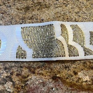 Vintage 1980’s Beaded Gold & White Belt